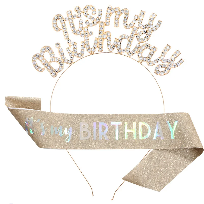 Birthday Crowns for Women Girl Sash Birthday party Tiara Set for Princess Rhinestone Gifts for Women Birthday