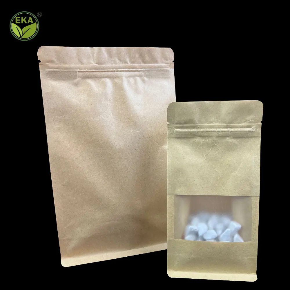 Sustainable Compostable Eco Friendly Kraft Paper Bag Tea Packing Food Packaging Paper Bag With Your Own Logo
