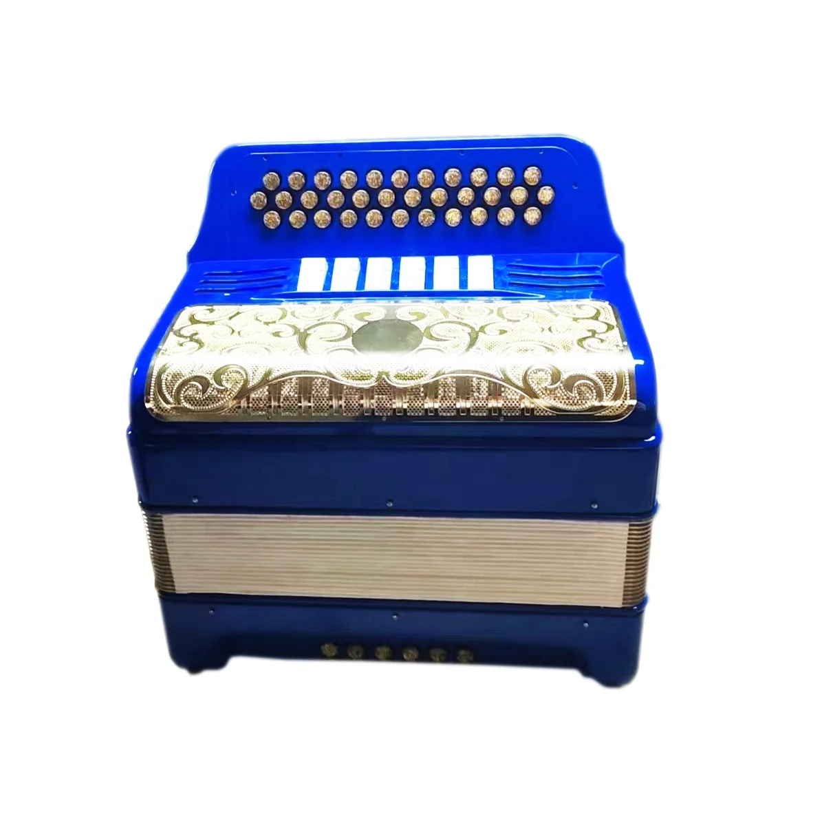 34 Buttons 12 Bass 6 Registers Light Blue Gold Grill Gold Buttons Accordion Accordions Musical JB3412E