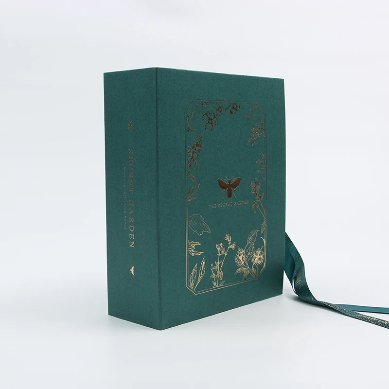 
Custom High Quality Wholesale Card Paper Gift Packing Boxes Print Your Own Logo Boxes gift boxes green book shaped for Presents 