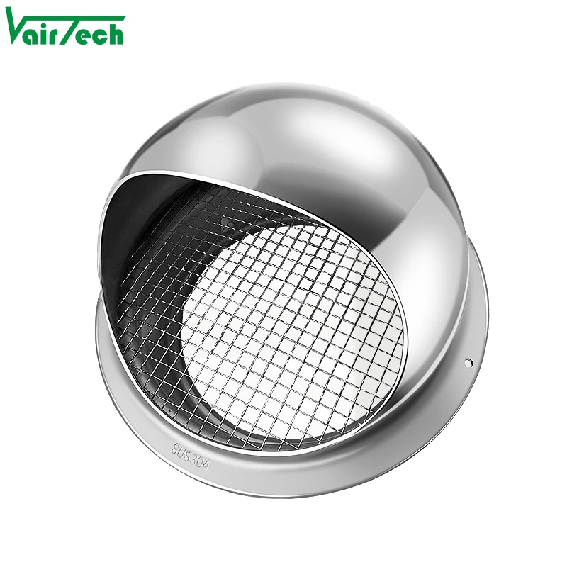 Hvac systems bull nose vent 304 stainless steel mushroom round vent pipe cap kitchen wall exhaust air vent hood