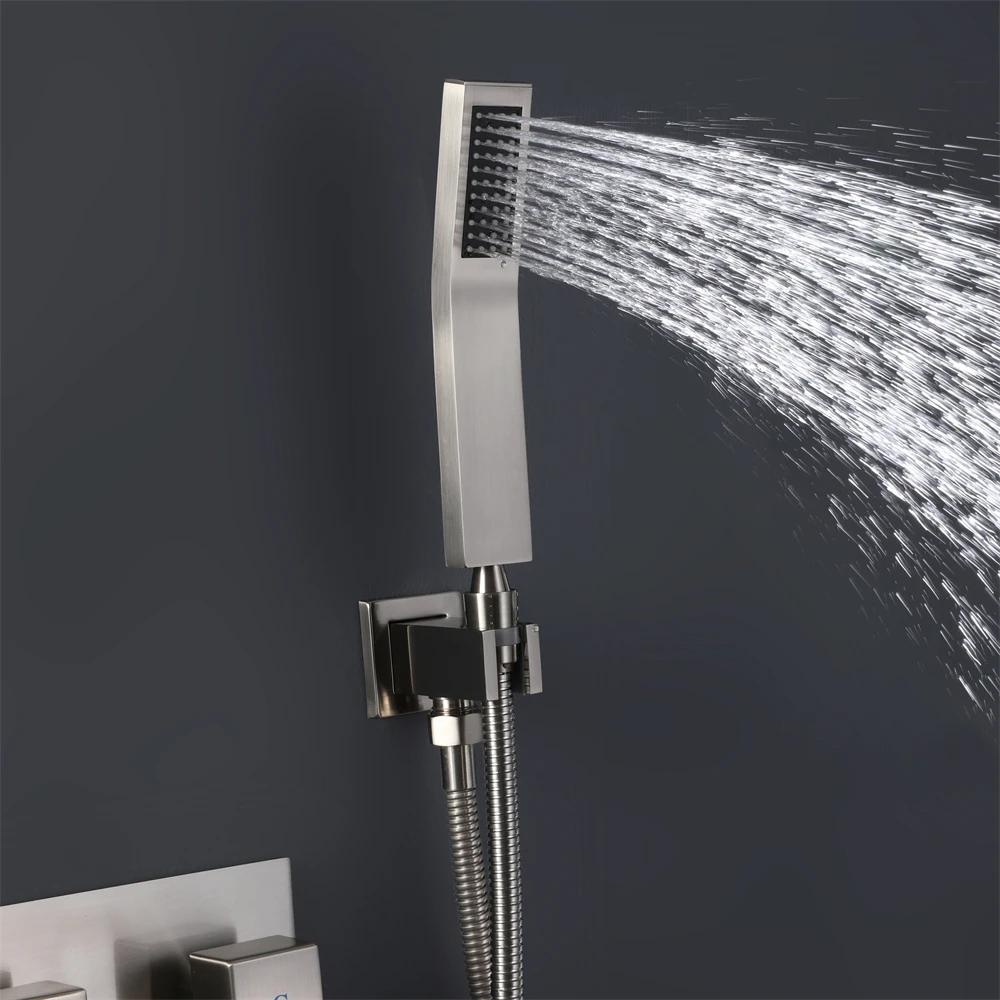 Modern Design Wall Mounted Concealed Brushed Nickel Brass Shower Mixer Faucet With ABS Shower head