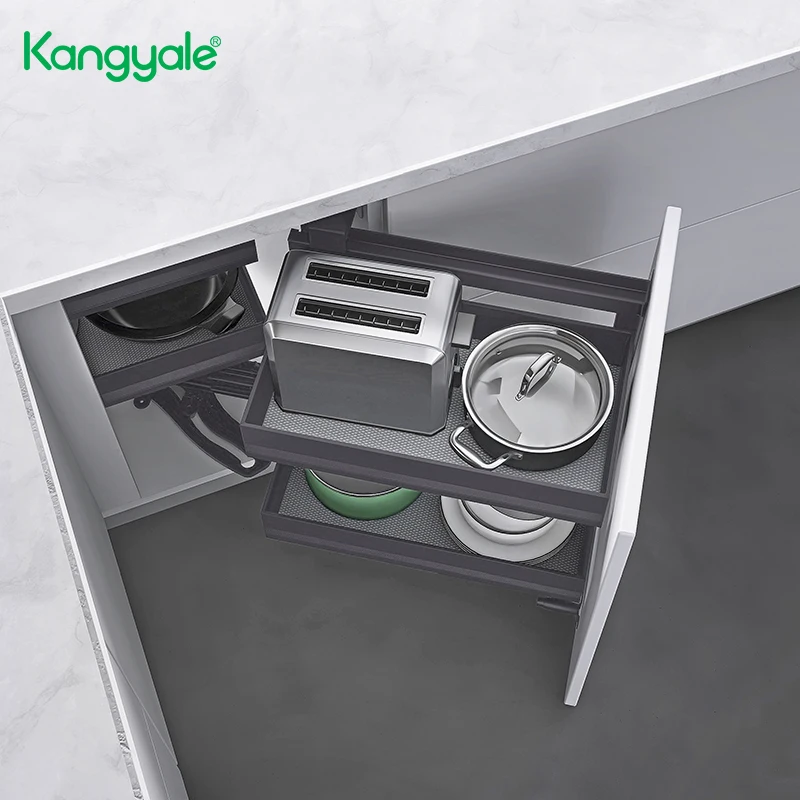 Фурнитура Kangyale кухонная корзина для выдвижных ящиков волшебный угловой шкаф полка хранения выдвижной органайзер шкафа