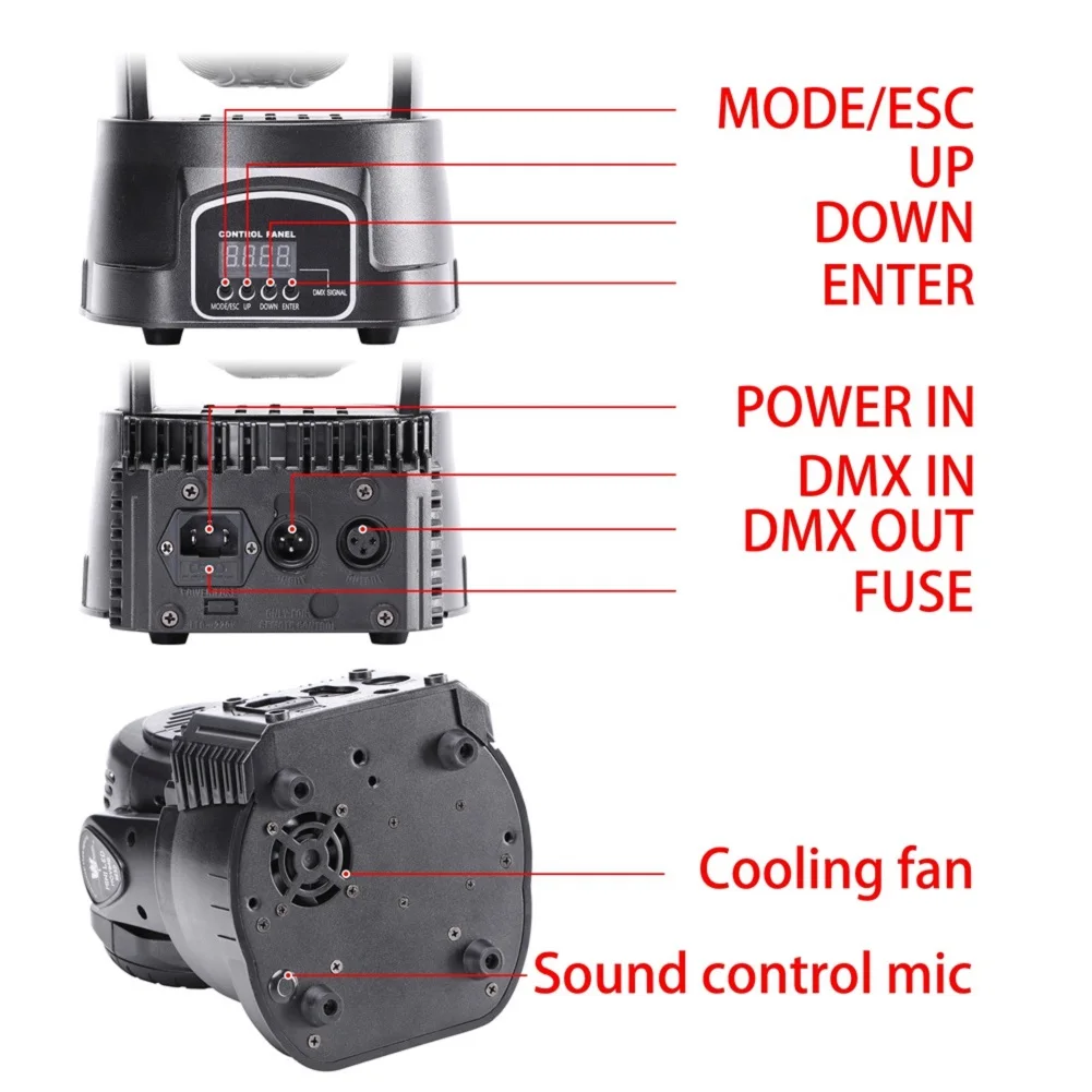  U`King 7 LEDs 105W RGBW Stage Lights Shaking Head DJ Shows Disco Bar Lighting Beam