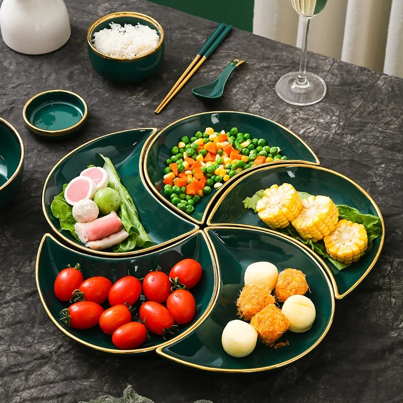 Creative Dishes Set Phnom Penh Household Ceramic Plate Meal Bowl Spoon Reunion Tableware Combination Moon Platter