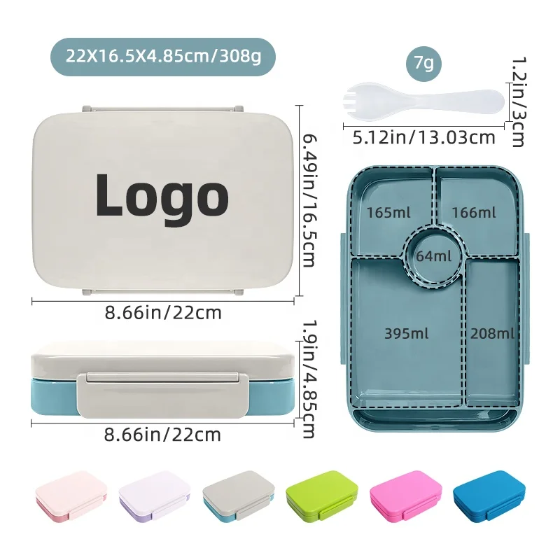 The Most Popular Products Bento Box 6 Compartments 1000 ml Lunch Box Kids Back to School Bento Lunch Box for Kids BPA Free