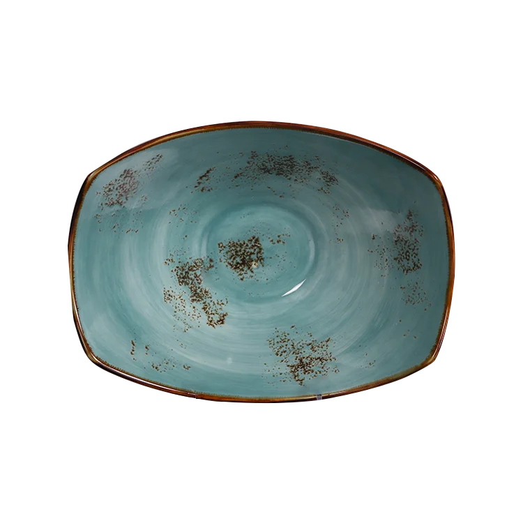 
Scandinavian style olive shaped color glazed table ware dining buffet porcelain bowl wholesale custom for restaurant 