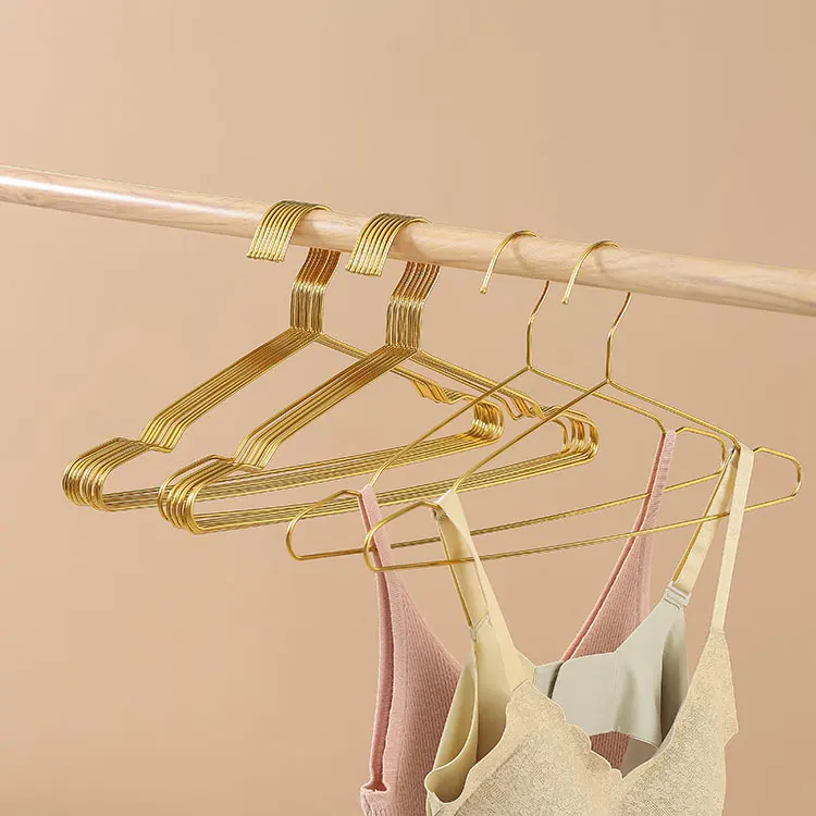 Wholesale stainless steel clothes hanger golden coat hanger