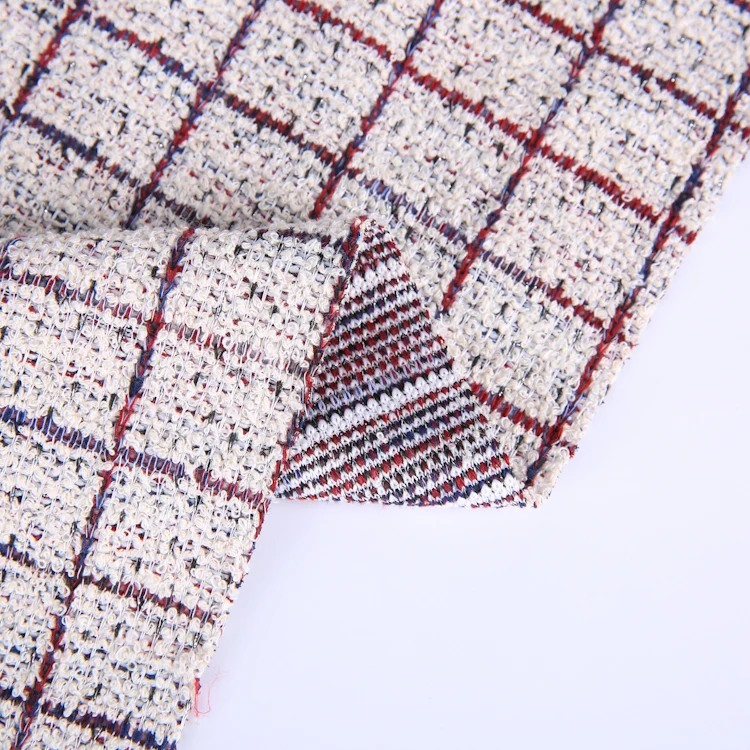 
Elegant Polyester Rayon Cotton Knit Yarn Dyed Hacci Jacquard Fabric For Ladies Overcoat 