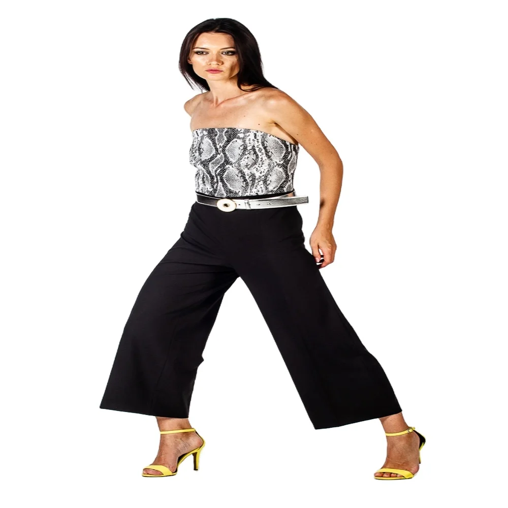 Top Quality Made in Italy Track Suit without Sleeves for Every Day Animalier Black and White Full Suit