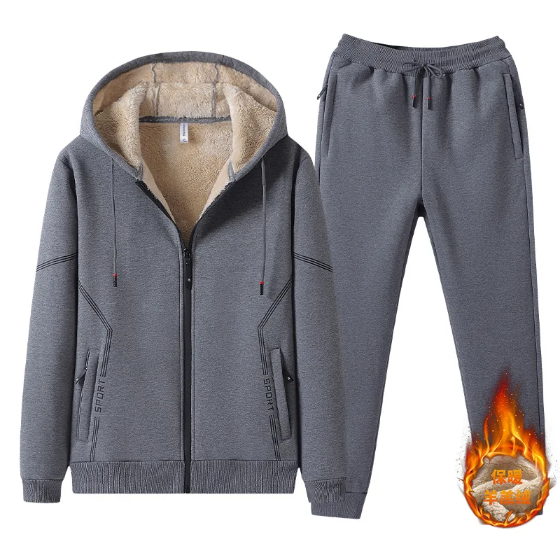 Free customization of women zipper hooded sets   + pants two   autumn and winter suit + men clothing sets Wool suit