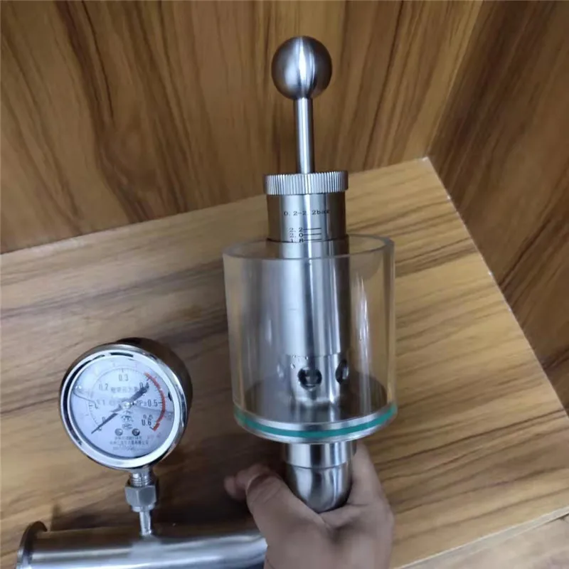 Clamped Safety Valve With Pressure Gauge,SS304&316 Air Pressure Relief  Valve used in food/pharmacy/milk