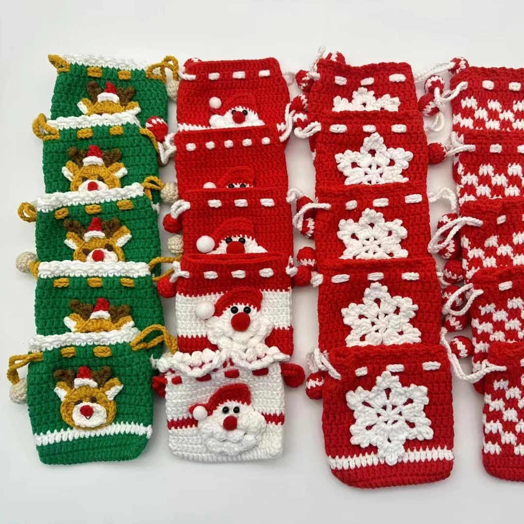 1Pcs  Christmas Accessory Handmade Wool Crochet Santa Claus Decoration For Headwear Hair Clip Headbands Brooches Jewelry Gift