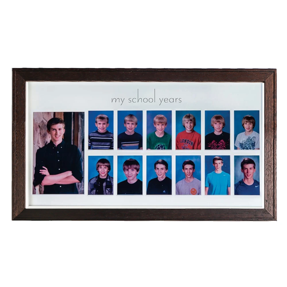 Memory Box Pine Wood 2 Picture 12 Month My First Year Baby Photo Frame