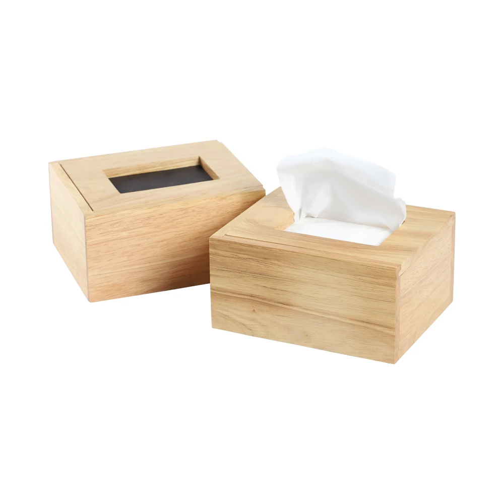2022 Table Bamboo Organizer Storage Tissue Box Wood Napkin holder