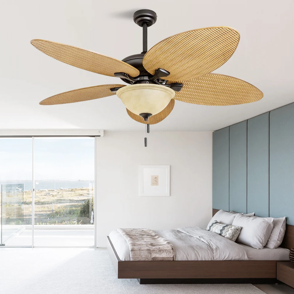 Contemporary Decor Indoor 52Inch Plastic Remote Control Electric Ceiling Fan With LED Light