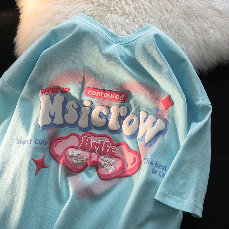 180gsm-230gsm 100% Cotton Plain Oversized Tshirt Heavyweight Custom Foam 3D Screen Logo Men Puff Print Tee T Shirt