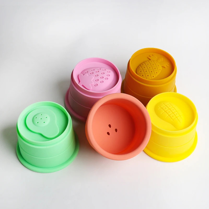 
2021The First Years Stacking baby Toy Silicone Stacking toy Custom Silicone Building Soft Safe Baby DIY teether Toy 
