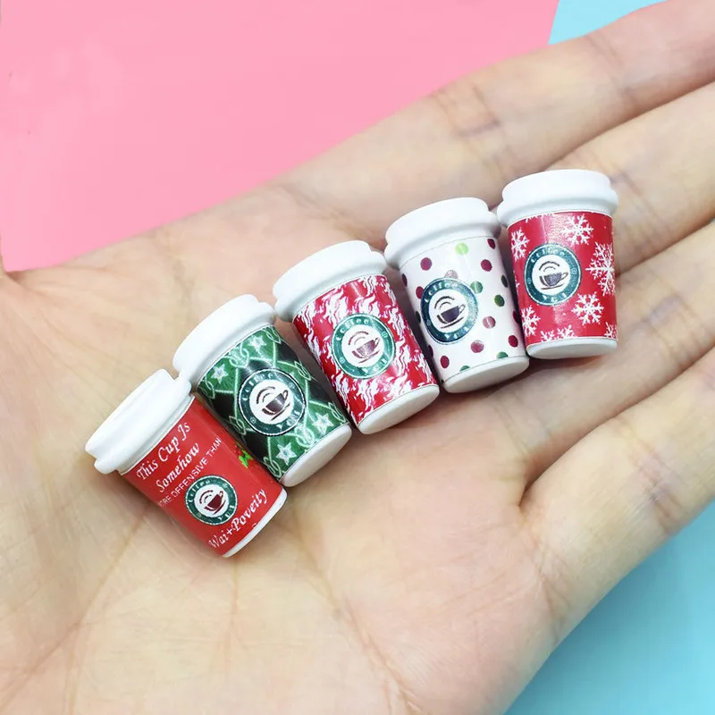 1:12 scale dollhouse miniature mini bjd doll Christmas coffee drink coffee cup for dollhouse decoration