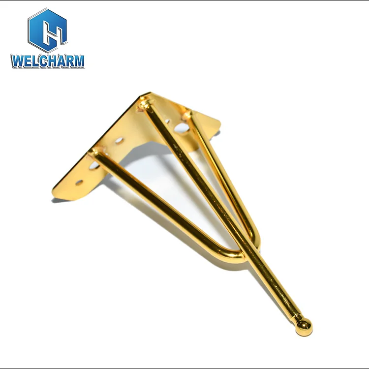 New Fancy Sofa Legs Triangle Furniture Accessories 150mm Gold Chrome Metal Sofa Legs