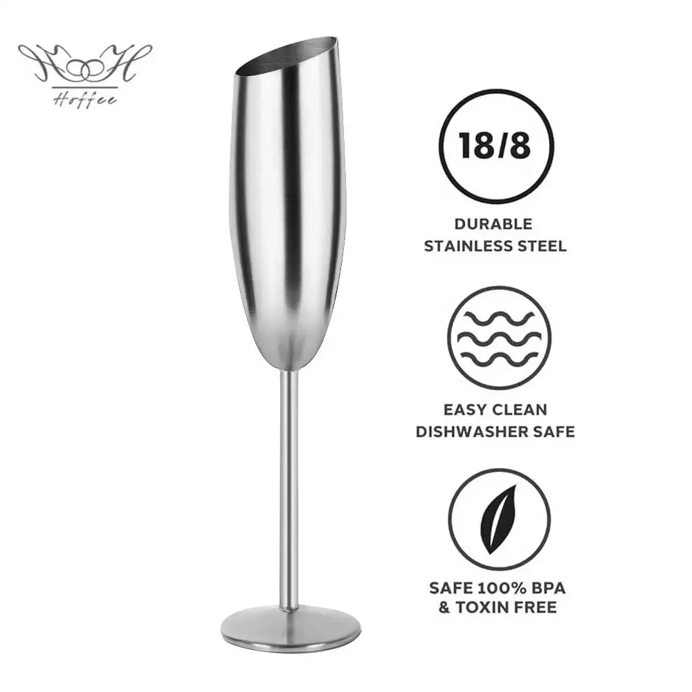7oz Champagne Glasses Stainless Steel Unbreakable Customized Champagne Flutes Metal Wine Goblet Cup for Wedding Party
