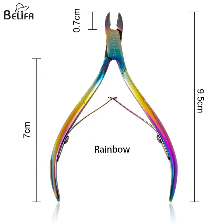 Professional manicure pedicure stainless steel rainbow nail clipper/nail art cuticle nipper/nail cuticle cutter