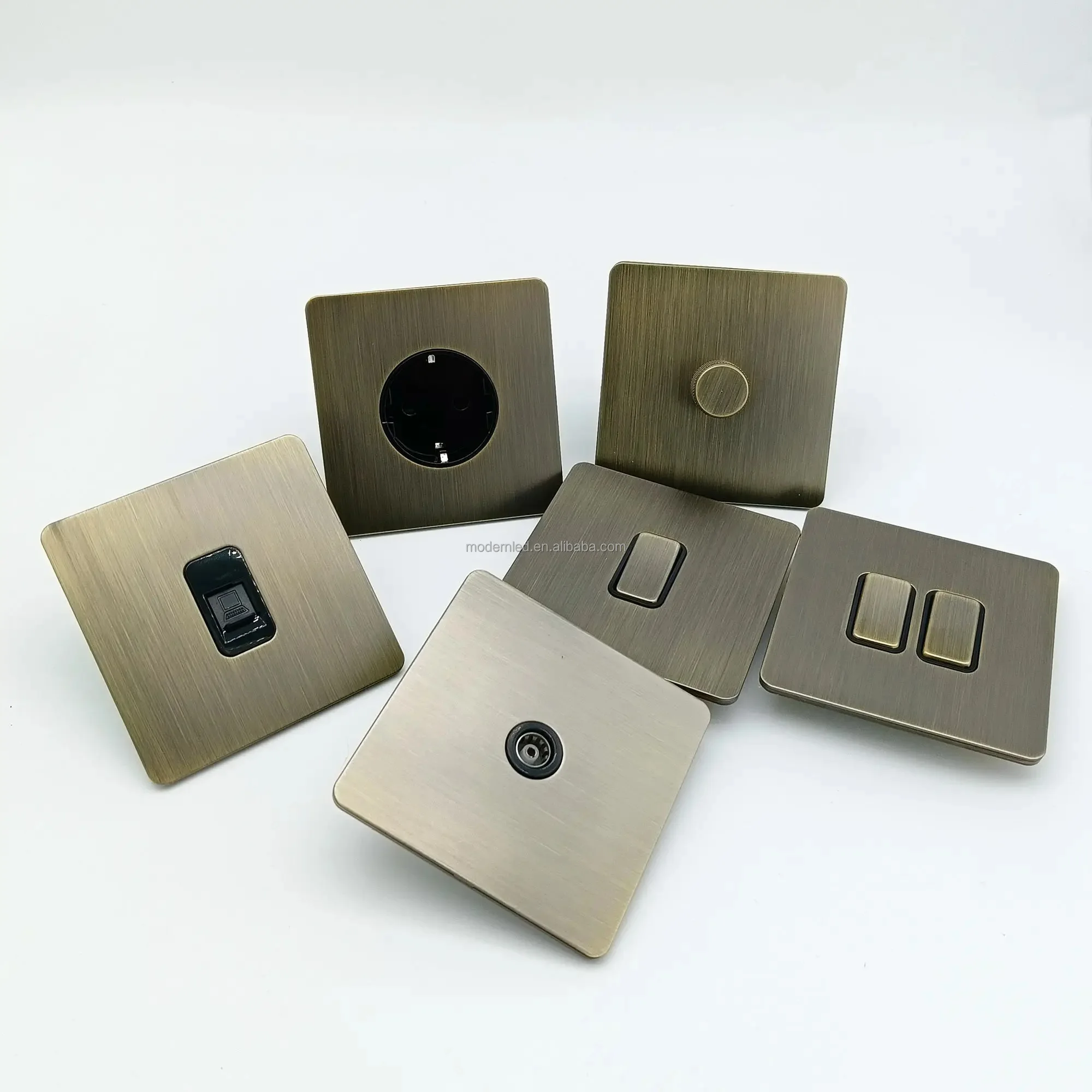 86 Wall Switch Dimmer Home Hotel Stainless Steel Panel Metal Vintage Light Switch Dimmer