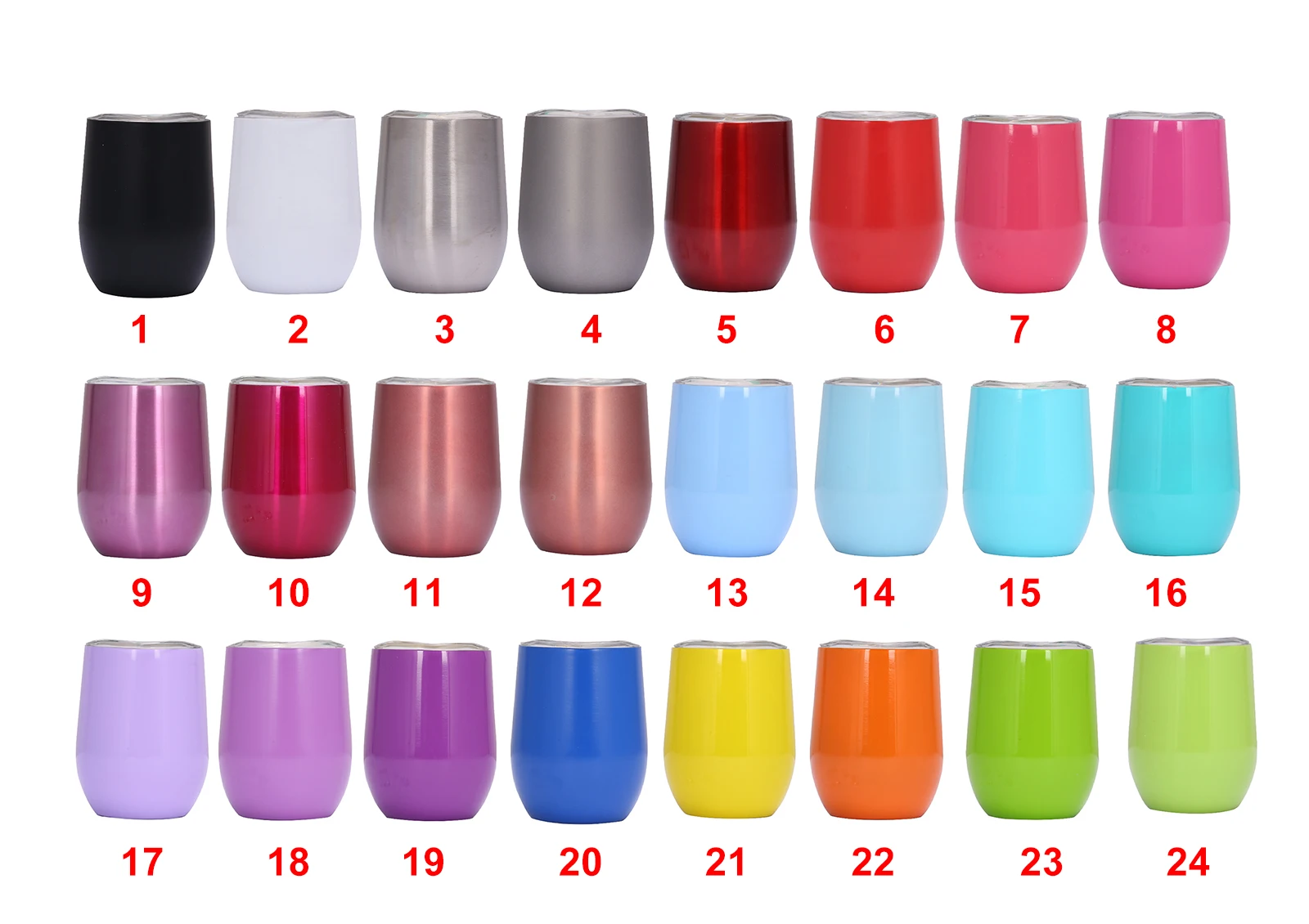 12oz Wine Tumbler Stainless Steel Double Walled Eggshell Tumbler Stemless Insulated 12 oz Champagne Tumbler Cup with Lids