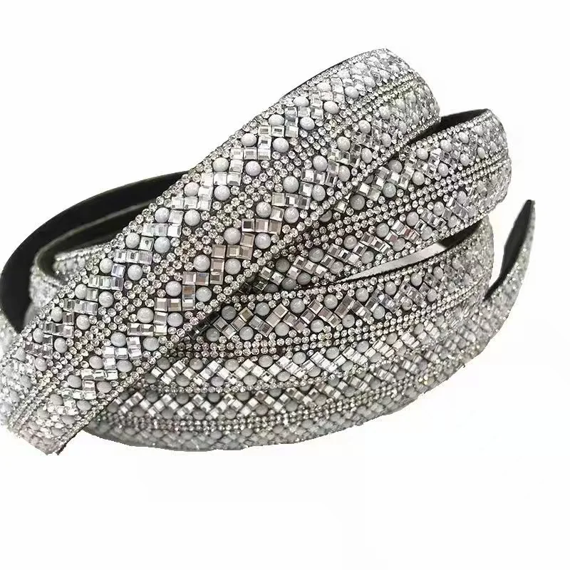 2022 New Design Rhinestone Stripe Shoes Upper Accessories Diamond Shoe Uppers Materials