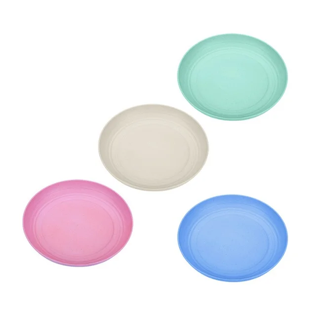 Custom Design Reusable Plastic Dish Dishwasher Microwave Safe Lightweight Dish Wheat Straw Bone-Spitting Dish