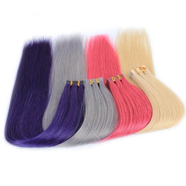 Tape in hair extensions human natural Brazilian human hair, cuticle aligned virgin hair