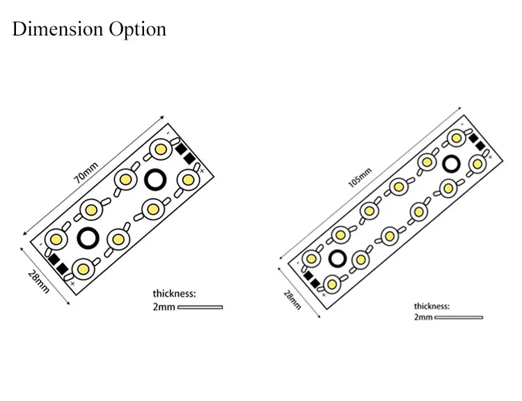 Bridgelux 45mil 12v pcba cob high power led modules 130-160lm/w warm natural cool white 8w 24w 12w 36w for cars vehicle light