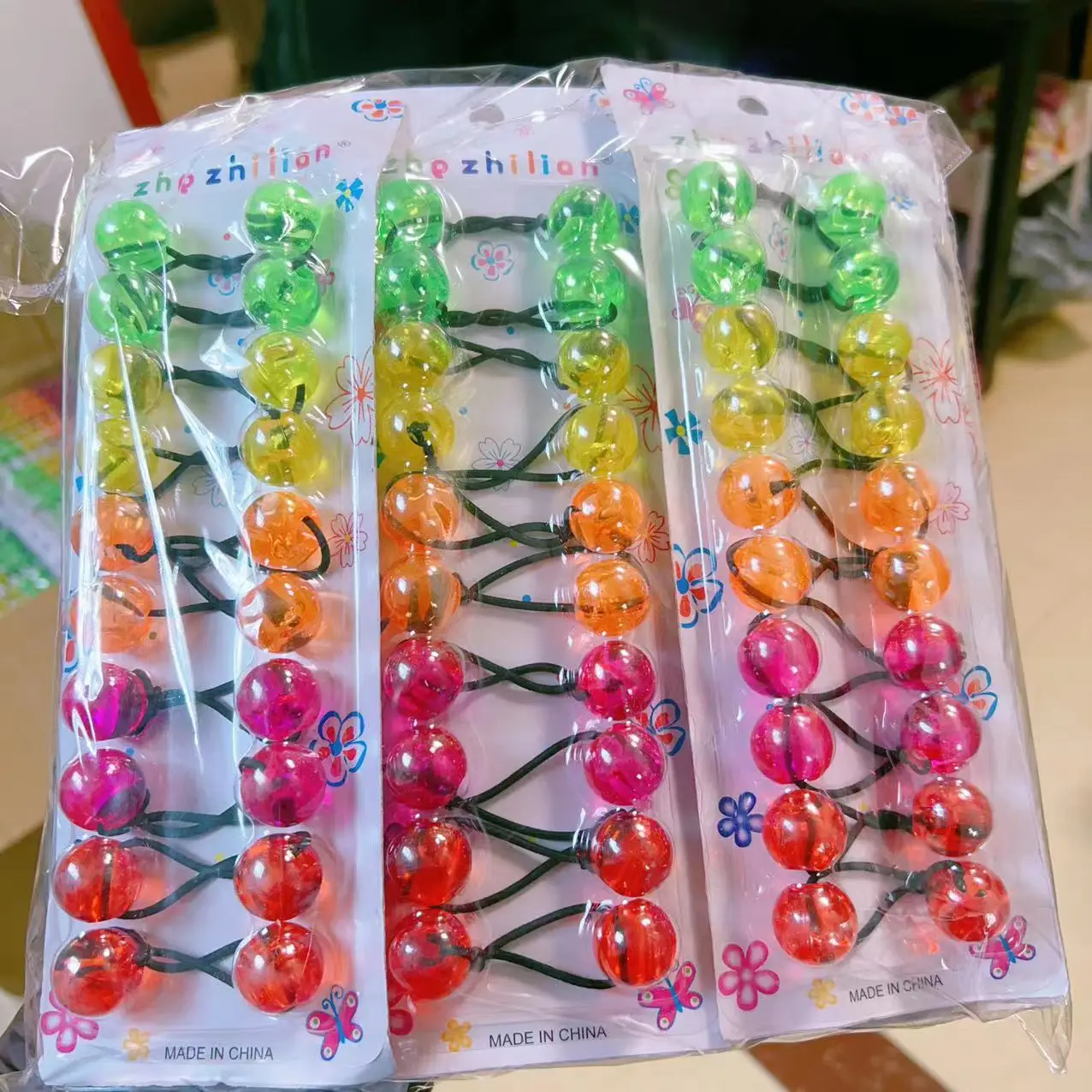 MYLULU quality hotsale elastic ponytail beads knocker ball hair ties kids hair balls for toddler girls hair bobbles with balls