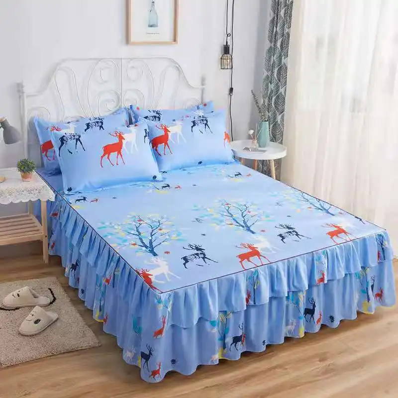 Skin-friendly velvet lace princess bed skirt non-slip double sheet mattress