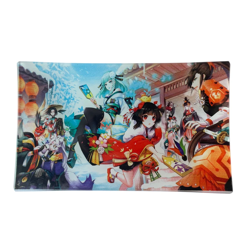 25*15cm Rectangle roll Glass Tray Custom Pattern Premium Shatter Resistant Glass tray herb