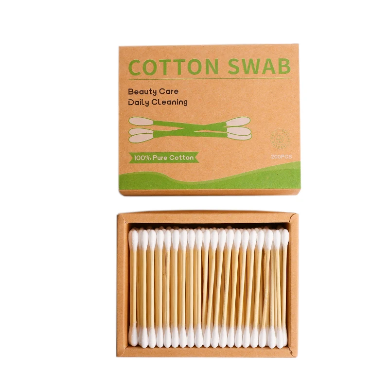 Custom logo reusable organic biodegradable bamboo sticks cotton ear buds