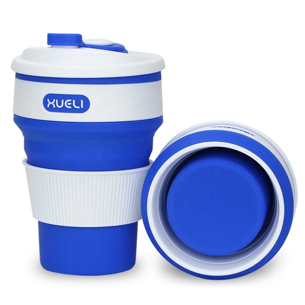
Custom12oz Collapsible Folding Water Drinking Tumbler Silicone Foldable plastic coffee mug 