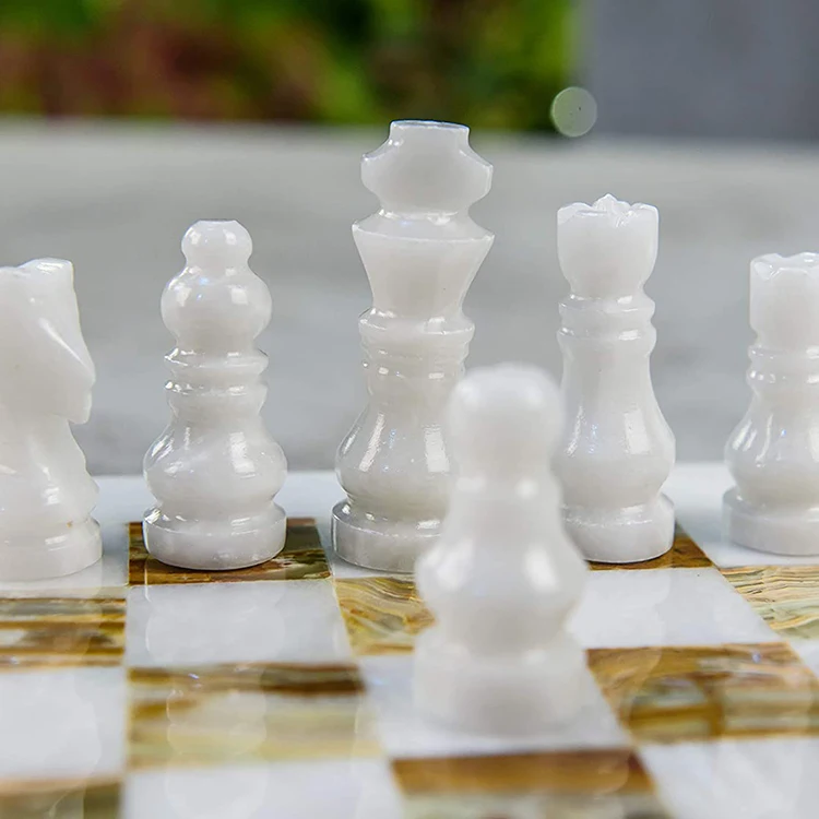 factory modern decorative colored european marble chess decoration pieces chess board set