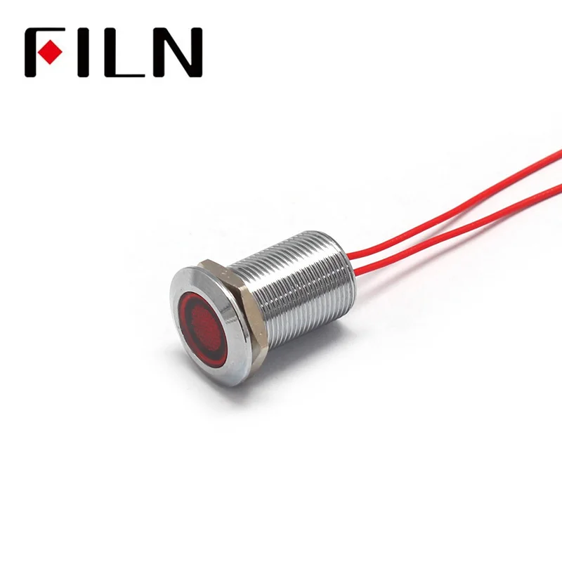 FILN diameter 12mm Signal Pilot Lamp waterproof  3V 6V 12V 24V  110V 220V LED Indicator Light with wire CE CCC