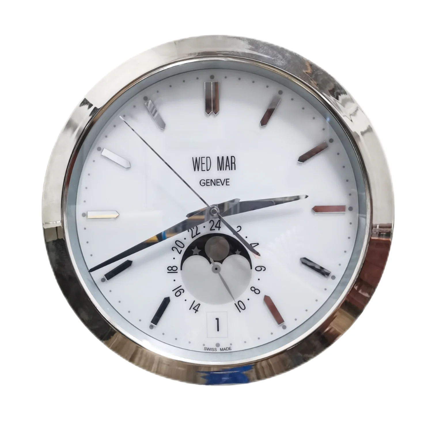 16-inch Luxury Watch wall clock luminous stainless steel watch case date display with magnifying glass large wall clock