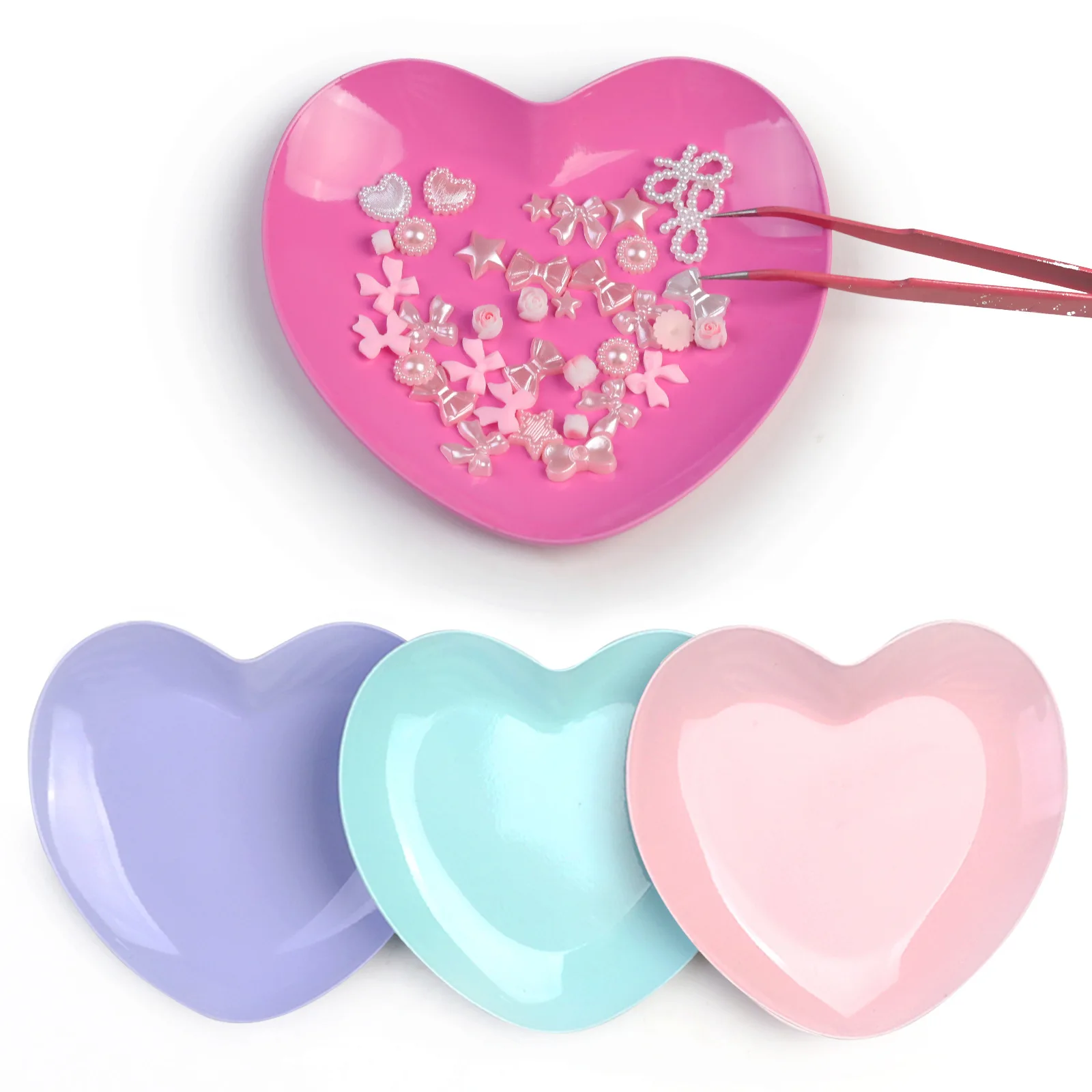 New Stainless Steel Cosmetic Storage Tray Heart Shape Nail Art Equipment Plate Surgical Dental Salon Manicure Tools