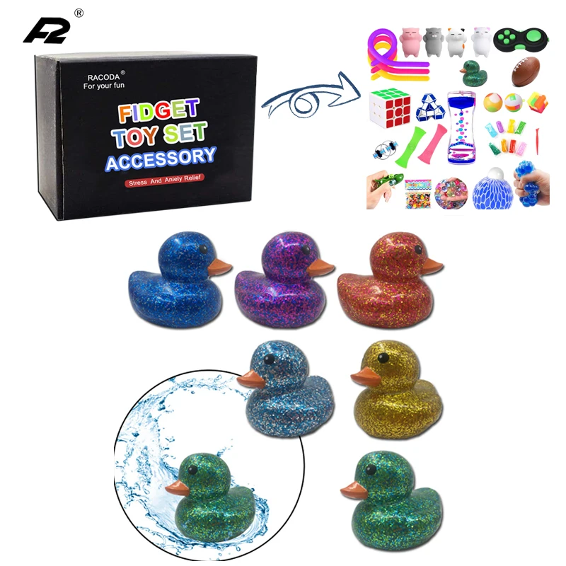 PVC Gold Dust Duck Toy Baby Bath Ducks Play Water Toys For Kids Sound Making Fidget Toys New Hot Sale Yiwu Factory Wholesale
