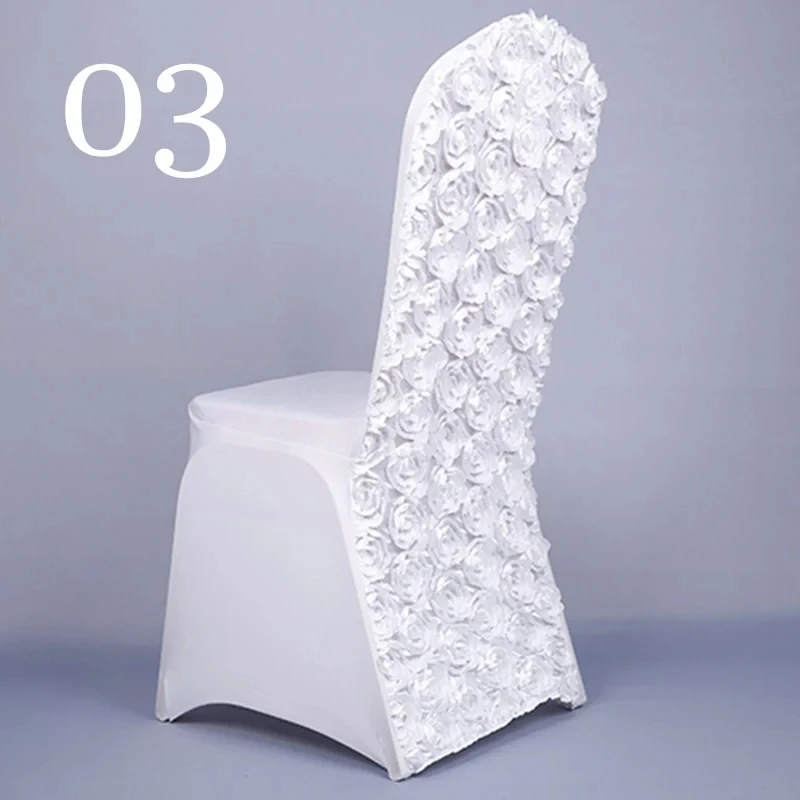 Embroidered Spandex Wedding Chair Covers Stretch Banquet Slipcover for Arm Chairs Plain Style for Events Decoration