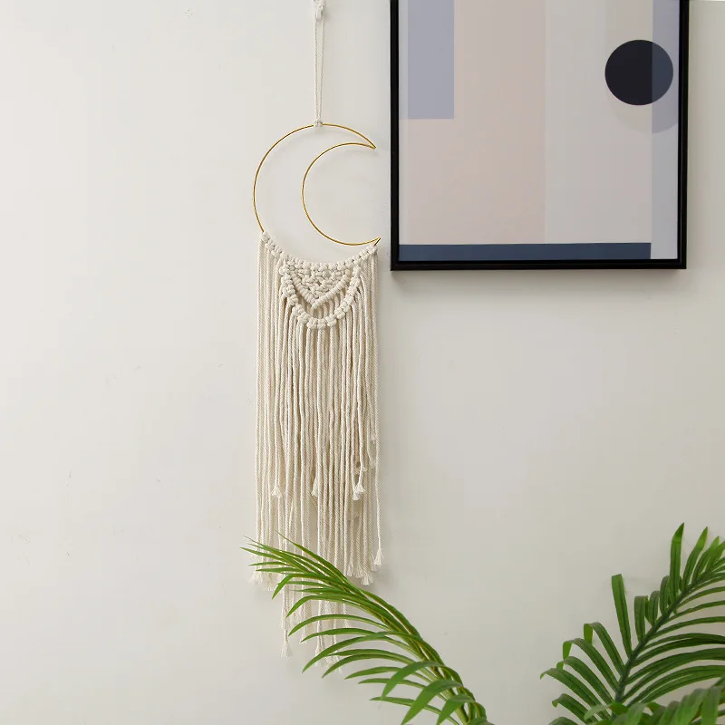 Moon Macrame Wall Hanging Boho Rope Woven Dream Catcher Wall Decor Chic Home Decoration