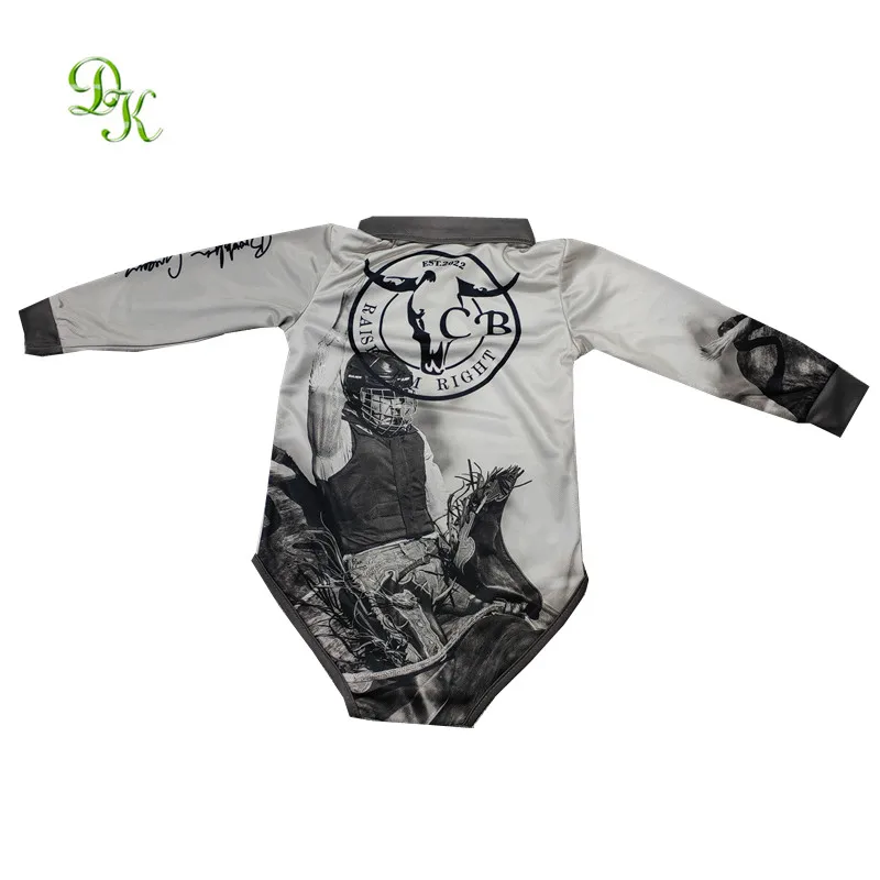 Custom design sublimation printed fish baby rompers summer long sleeve button romper onesies fish wear