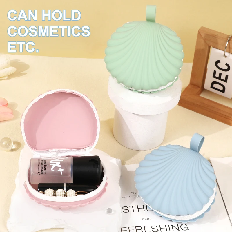 Custom Silicone Bag Shell Shape Coin Purse Wallet Women Change Purse With Zipper Cute Small Coin Pouch Mini Makeup Bag