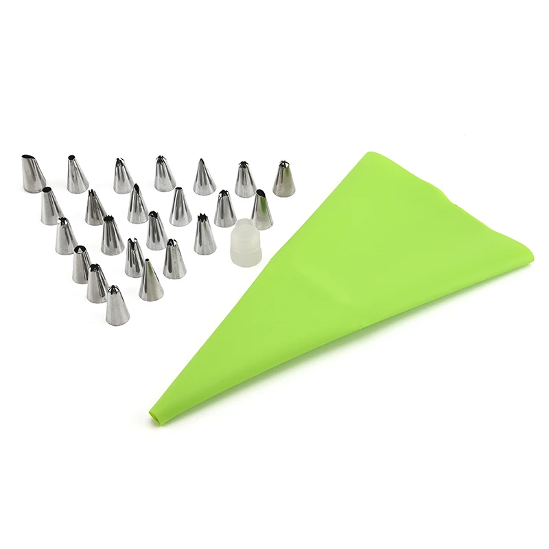 26 PCS/Set Silicone Pastry Bag Tips Kitchen DIY Icing Piping Cream Reusable Pastry Bags +24 Nozzle Set baking set