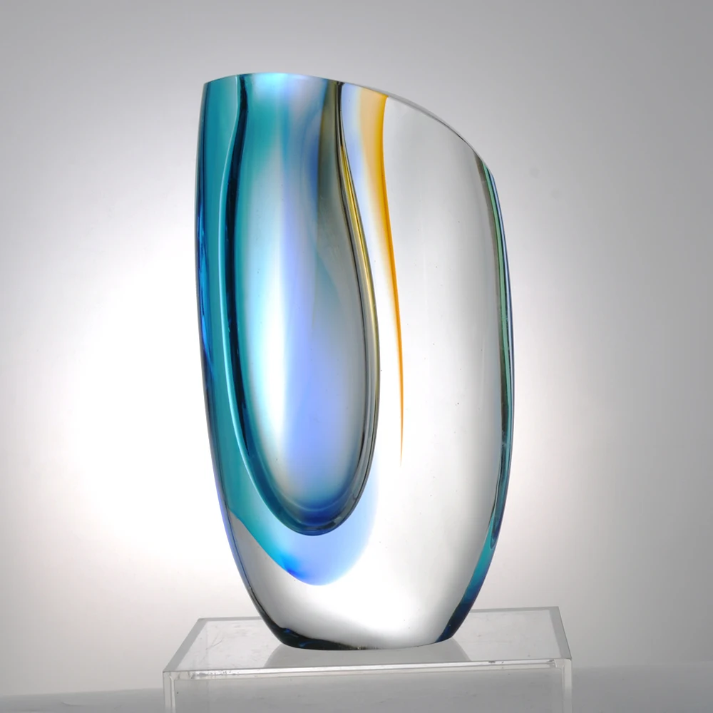 Высококачественная цветная ваза ручной работы из муранского стекла в скандинавском стиле для домашнего декора