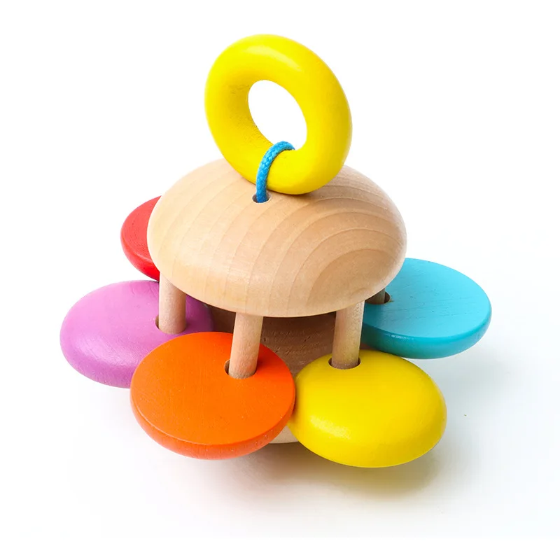 Montessori Wooden Rattles for Baby Sand Hammer Baby Rattle Educational Musical Wooden Toys Development Baby Toys 0-12 Months