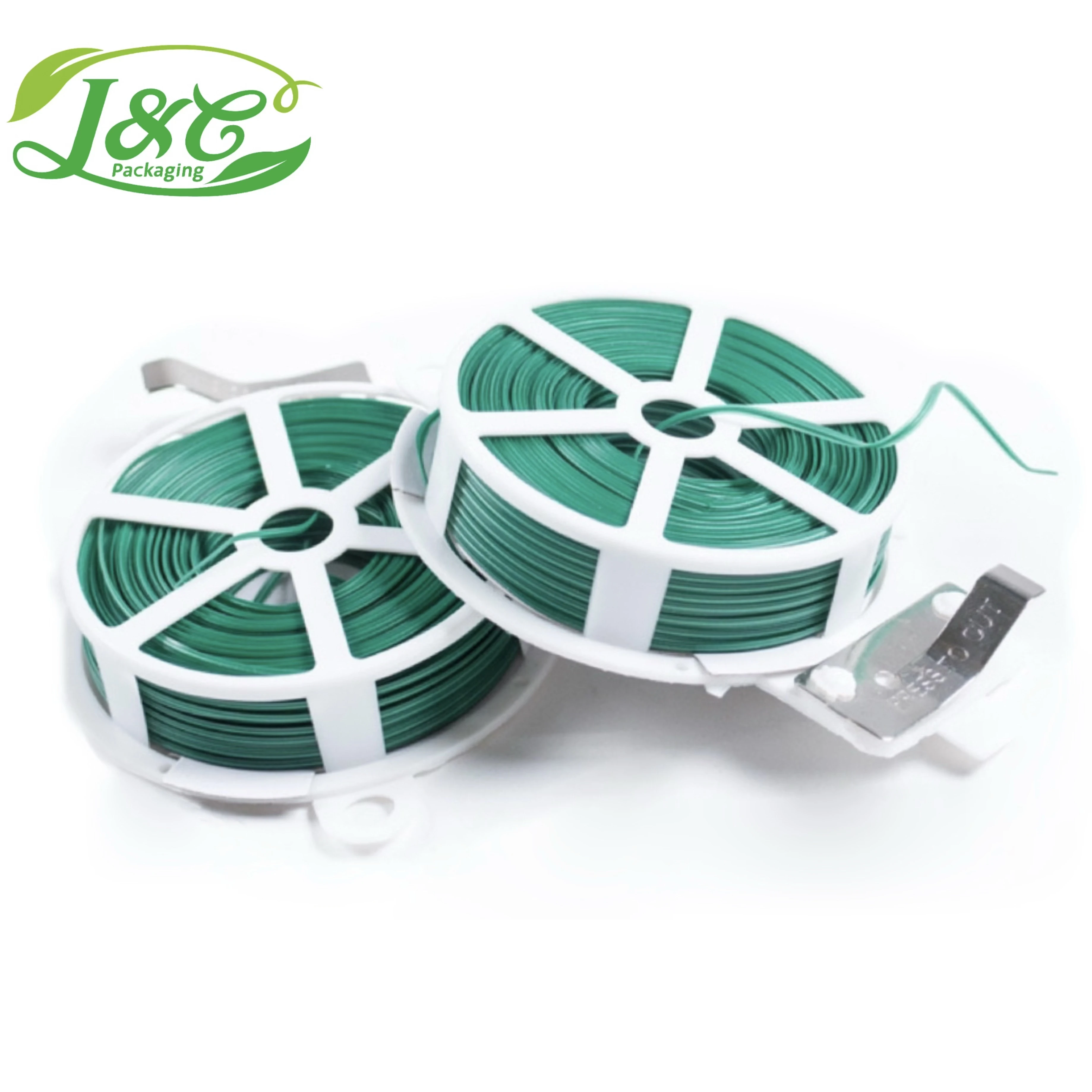 Gardening Green Twist Plant Support Strap Twist Tie Wire Single Core Plastic Coated With Cutter
